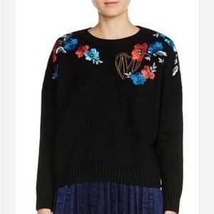 Maje Meditatio Floral Embroidered Sweater - Size 1 - Small
